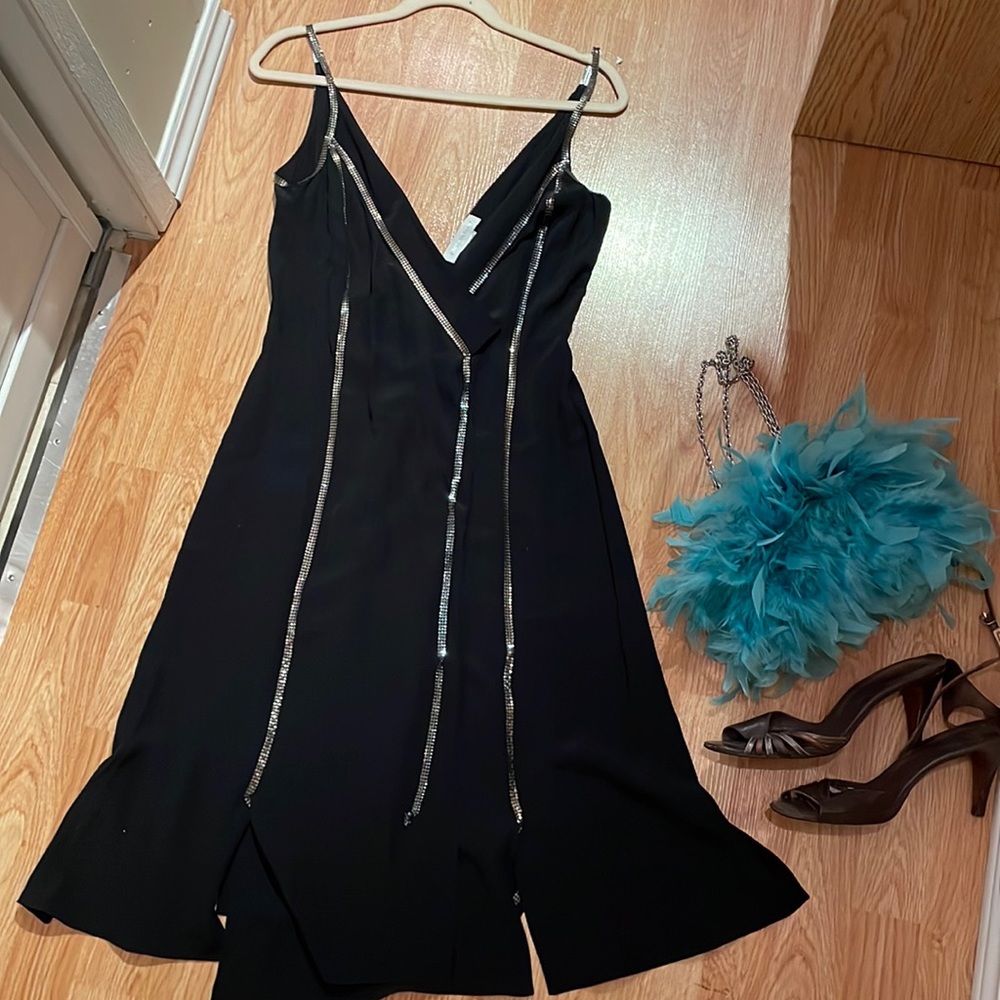 Paco Rabanne dress, black with silver metal detailing, size 40